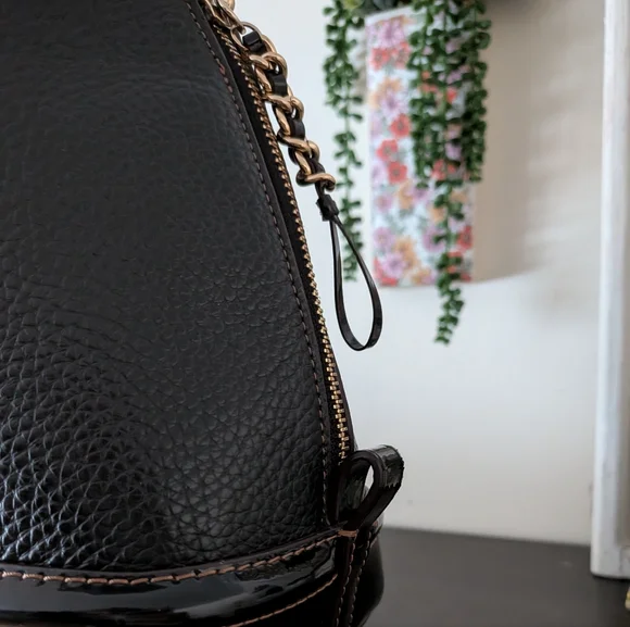 Coach Black Pebbled Leather & Patent Sierra Satchel Bag - Picture 3 of 15